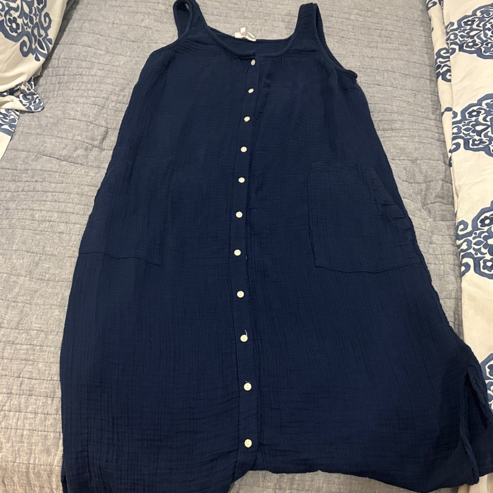 💙 Lou & Grey Sleeveless Button-Up Dress – Size L